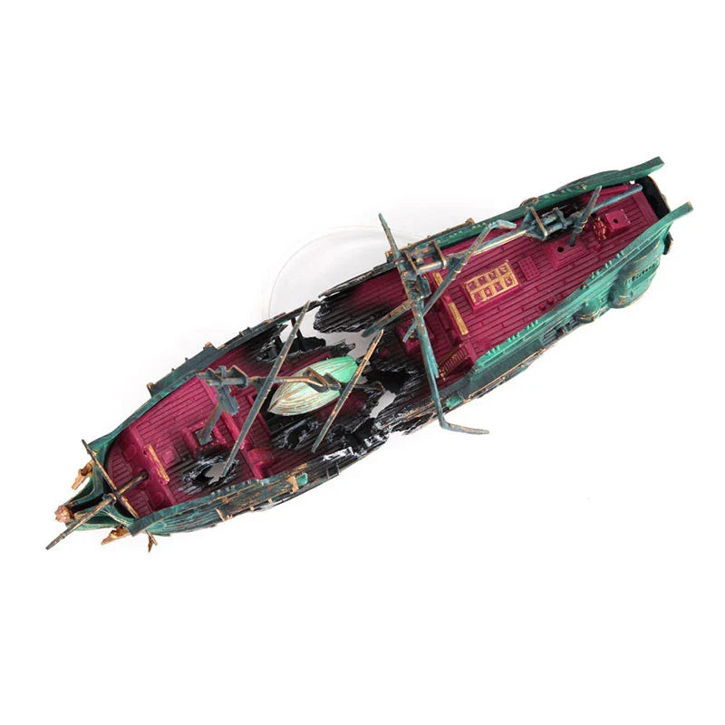 Aquarium Ornament Air Aerobic Device Decor Split Titanic ShipWreck Sailing Boat Sunk Ship Rockery Fish Tank Aquarium Decoration