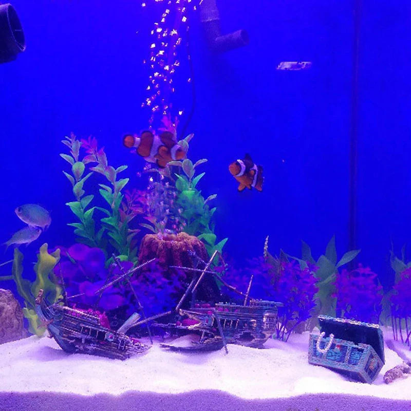 Aquarium Ornament Air Aerobic Device Decor Split Titanic ShipWreck Sailing Boat Sunk Ship Rockery Fish Tank Aquarium Decoration