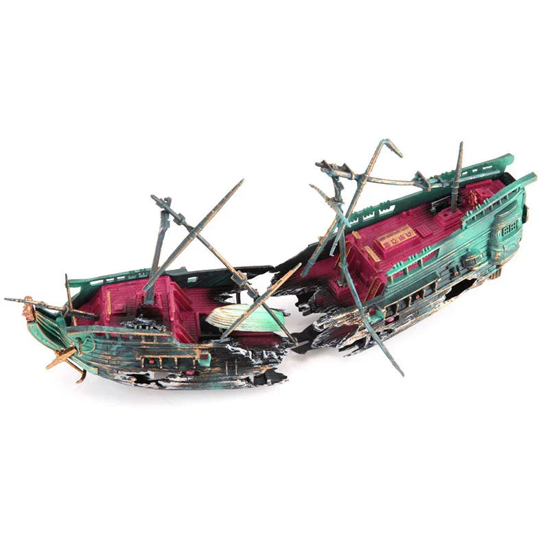 Aquarium Ornament Air Aerobic Device Decor Split Titanic ShipWreck Sailing Boat Sunk Ship Rockery Fish Tank Aquarium Decoration