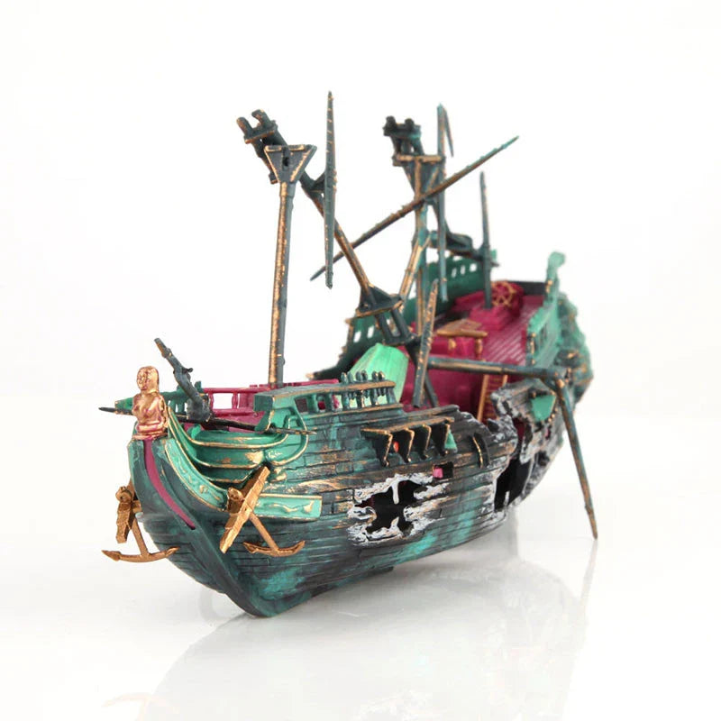 Aquarium Ornament Air Aerobic Device Decor Split Titanic ShipWreck Sailing Boat Sunk Ship Rockery Fish Tank Aquarium Decoration