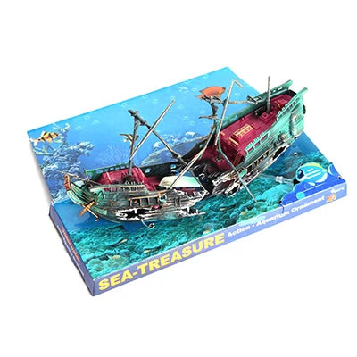 Aquarium Ornament Air Aerobic Device Decor Split Titanic ShipWreck Sailing Boat Sunk Ship Rockery Fish Tank Aquarium Decoration