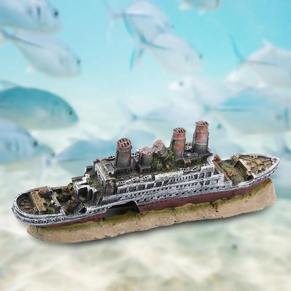 Underwater Shipwreck Aquarium Decoration Fish Tank Landscape Ornament Aquarium Accessories