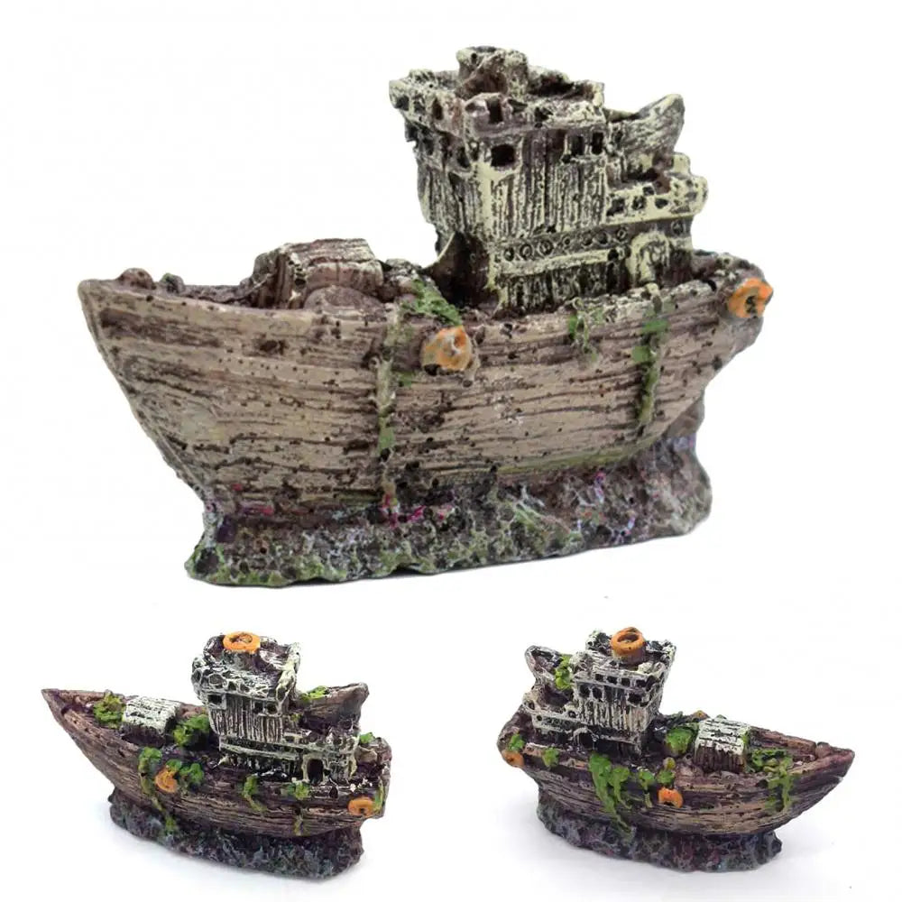 Decoration Aquarium Decor Fish Tank Landscaping Landscaping Decor Mini Resin Aquarium Sunken Ship Boat Model Aquarium