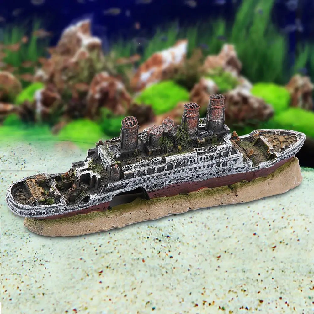 Underwater Shipwreck Aquarium Decoration Fish Tank Landscape Ornament Aquarium Accessories