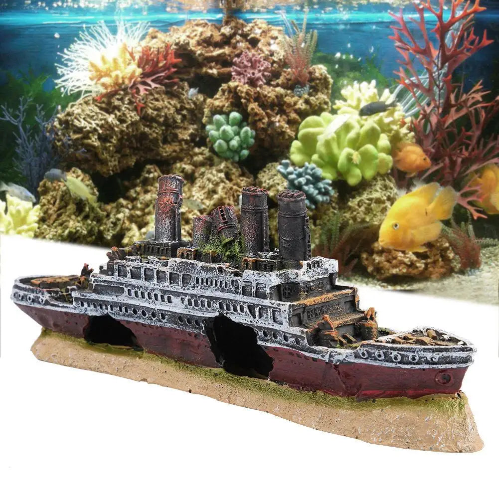 Underwater Shipwreck Aquarium Decoration Fish Tank Landscape Ornament Aquarium Accessories