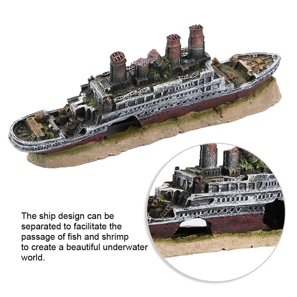 Underwater Shipwreck Aquarium Decoration Fish Tank Landscape Ornament Aquarium Accessories
