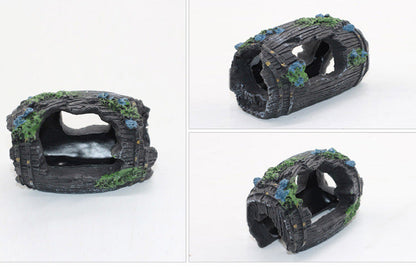 Aquarium Artificial Barrel Cave Resin Ornaments Decorations Landscaping Accessories For Fish Tank Aquarium Decoration Background