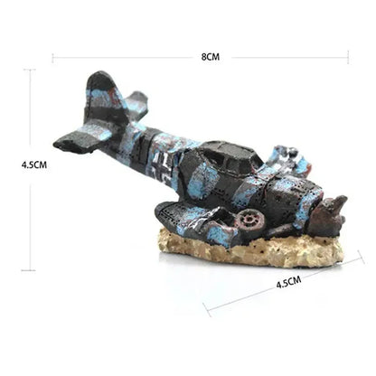 Aquarium Accessoires Small Aircraft In  Ship Wreck  Decor Landscape Decoration Boat Fish Tank Ornament Background