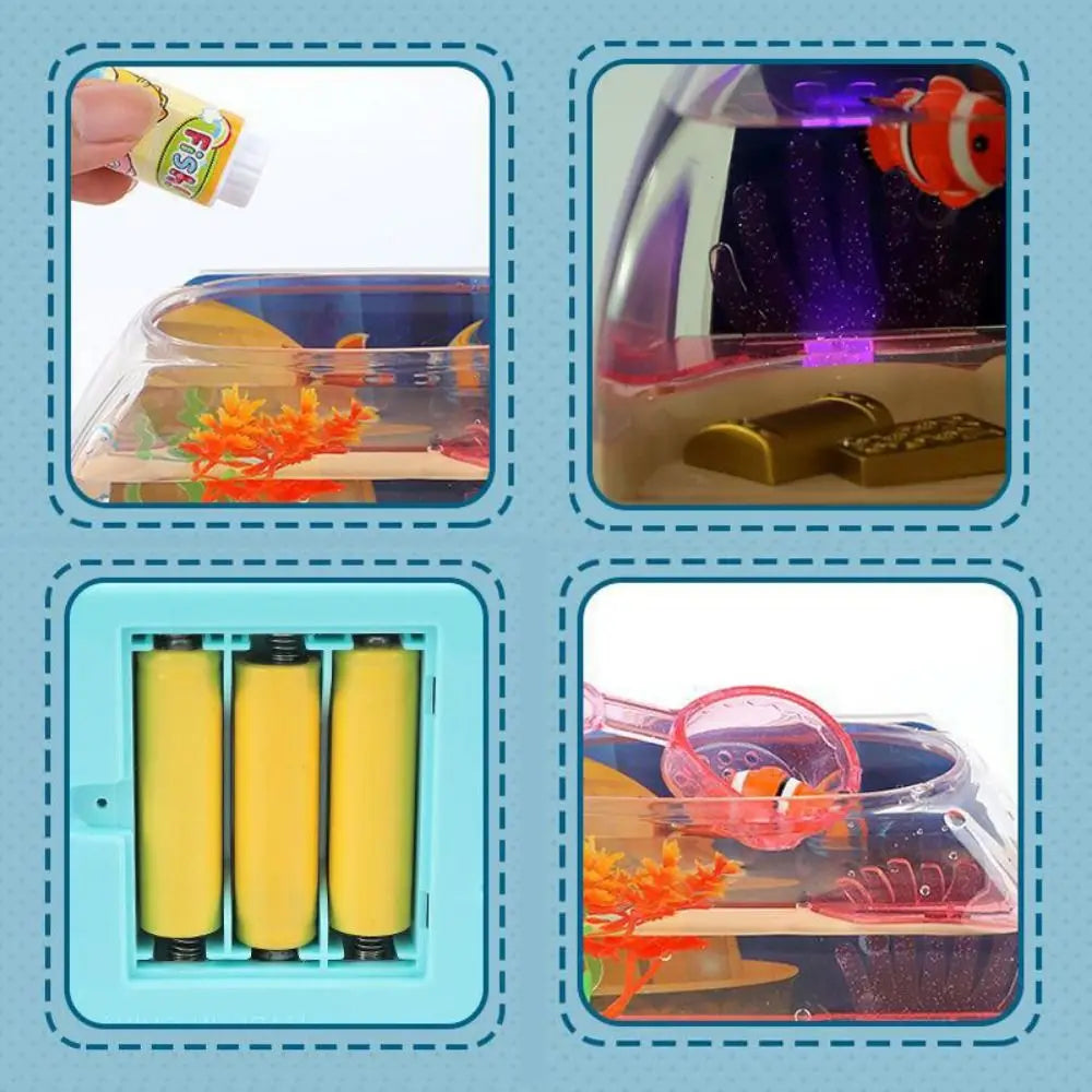 Creative Artificial Aquarium Toy Cartoon Lovely Mini Simulation Fish Tank with Music Electric Music Interactive Aquarium Toys