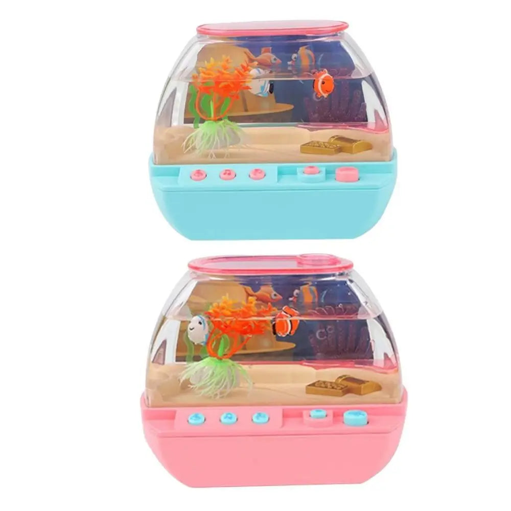 Creative Artificial Aquarium Toy Cartoon Lovely Mini Simulation Fish Tank with Music Electric Music Interactive Aquarium Toys
