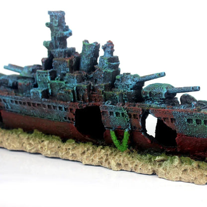 49cm Navy Warship Batttle Ship Resin Boat Aqaurium Tank Fish Decoration Ornament aquarium decor  decoration