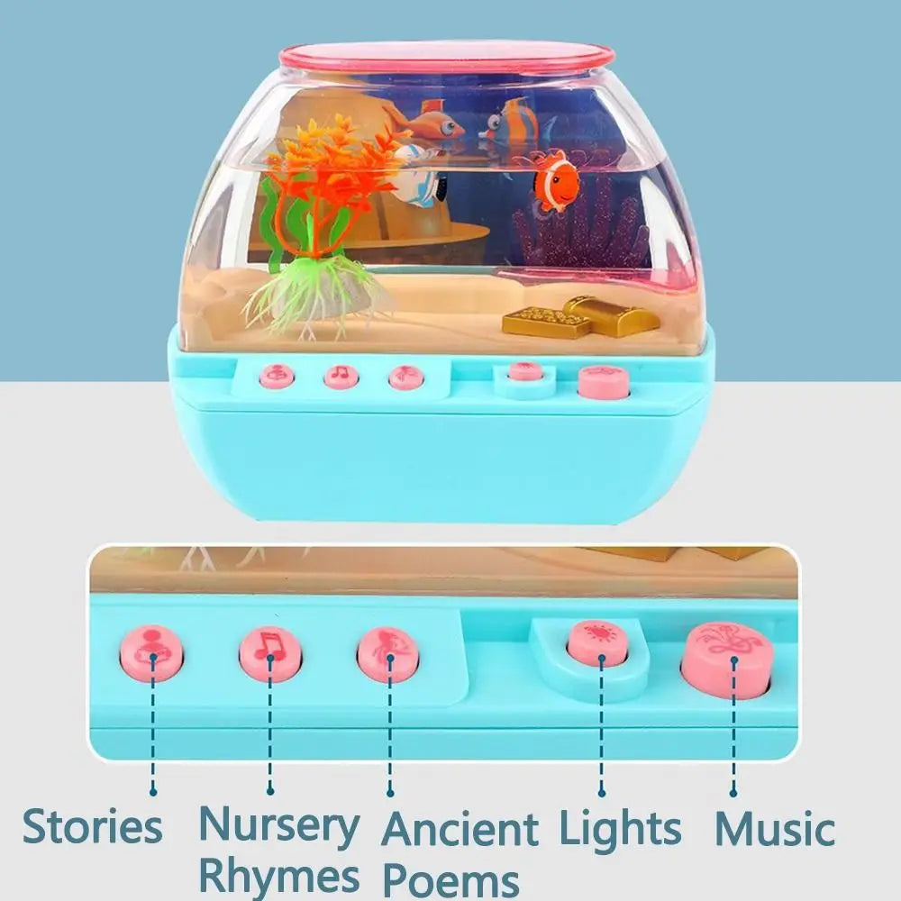 Creative Artificial Aquarium Toy Cartoon Lovely Mini Simulation Fish Tank with Music Electric Music Interactive Aquarium Toys