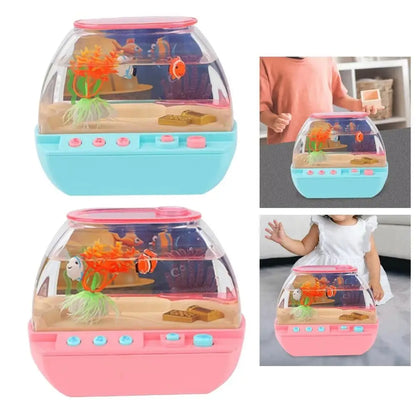Creative Artificial Aquarium Toy Cartoon Lovely Mini Simulation Fish Tank with Music Electric Music Interactive Aquarium Toys