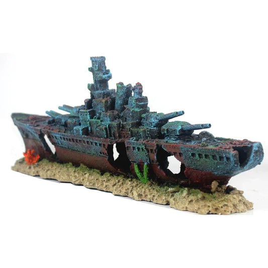 49cm Navy Warship Batttle Ship Resin Boat Aqaurium Tank Fish Decoration Ornament aquarium decor  decoration